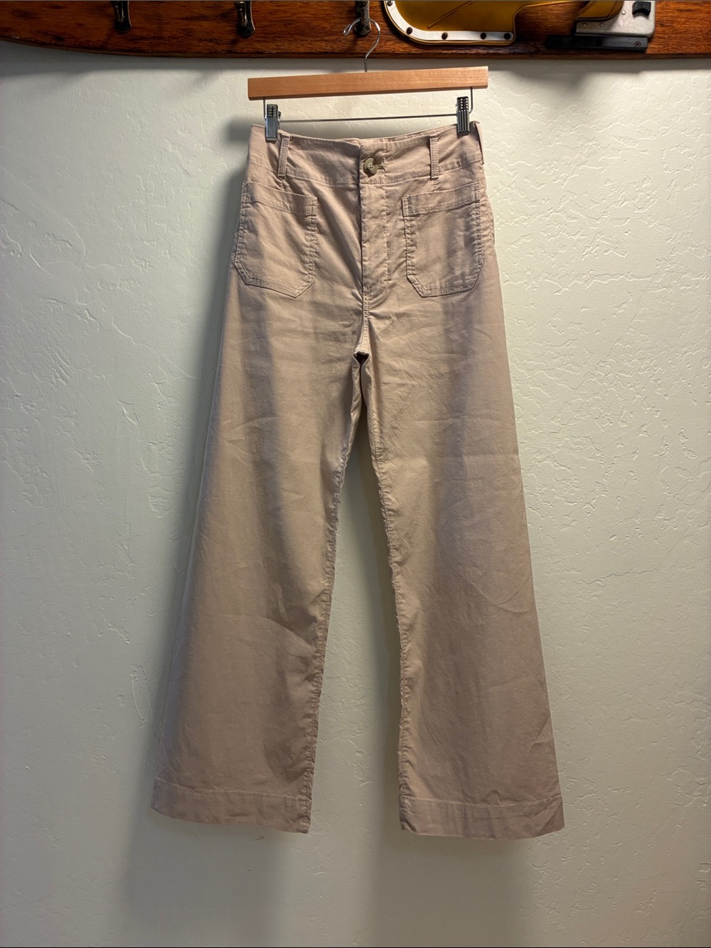 Maeve Anthropologie Wide-Leg Pants in Light Beige Size 27